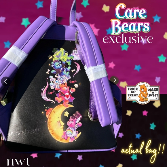 NWT Exclusive Limited Edition Care Bears Loungefly Backpack 🎃 Halloween 👻 Boo - Picture 13 of 16